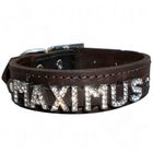 Heim Lederhalsband mit Strassbuchstaben