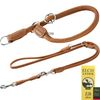 Hunter Round & Soft læderhalsbånd & hundesnor, cognac