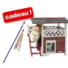 Maisonnette pour chat Lodge suédois + canne à pêche offerte