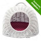 Panier de transport pour chat et petit chien, osier blanc