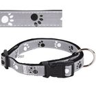 Reflective Paw Dog Collar - Gray