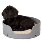 Rundes Kuschelbett aus Kunstleder