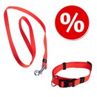 Sparset Hundehalsband + Leine neon-orange, reflektierend