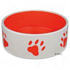 Trixie Ceramic Bowl with Orange Paw Prints