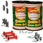 Weidezaunband & Isolatoren-Set für Holzpfosten