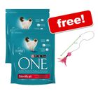 2 x 1.5kg Purina ONE Adult + Feather Waggler with Ball Free!