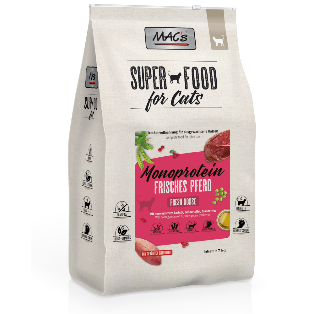 MAC's Superfood for Cats Adult Monoprotein Cavallo Crocchette per gatti - 1,5 kg