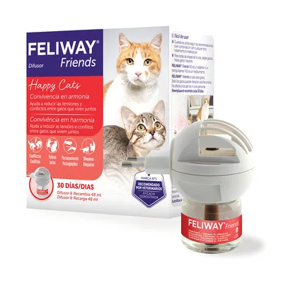 FELIWAY Friends Difusor y Recambio 48 ml. Ayuda a reducir tensiones y conflictos entre gatos que viven juntos. Recomendado por veterinarios. Dura 30 días.