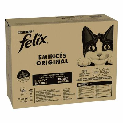 Megapack Felix Classic Pouches 80 x 85 g Huhn & Niere, Ente & Lamm, Huhn, Rind