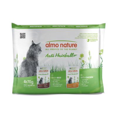 Almo Nature Holistic Anti Hairball Miks:  s piščancem & z govedino 24 x 70 g