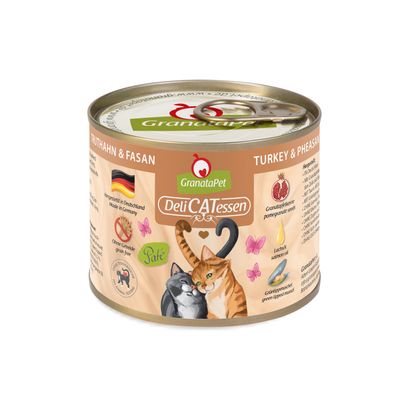 GranataPet DeliCATessen, 24x Dose, Hergestellt in Deutschland, Ohne Getreide, Paté, Granatapfelkerne, Lachsöl, Grünlippmuschel, keine Tierversuche.