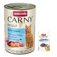 animonda Carny Adult: 6 x 400 г / 6 х 800 г + Meat Yummies, пиле и сьомга, 50 г подарък! - пиле и сьомга (6 x 400 г)