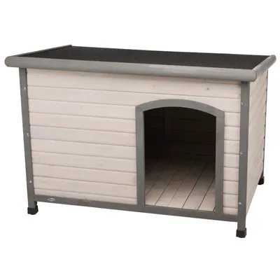 Niche Trixie Natura Classic à toit plat pour chien - Taille L: L 116 x l 79 x H 82 cm, gris