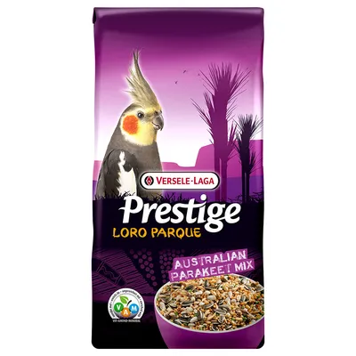 Sac Versele-Laga Prestige Loro Parque Australian Parakeet Mix, mélange de graines pour perruches australiennes, logo VAM visible sur l’emballage. Sac Versele-Laga Prestige Loro Parque Australian Parakeet Mix, mélange de graines pour perruches australiennes, logo VAM visible sur l’emballage.