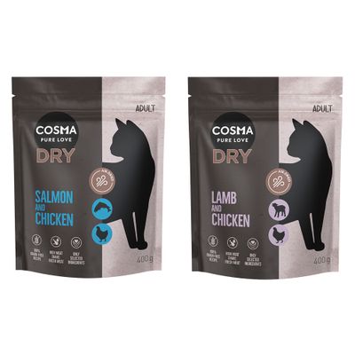 Cosma vegyes próbacsomag 2 x 400 g Air-Dried lazac & csirke + bárány & csirke