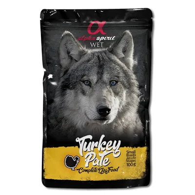 Alpha Spirit Wet Turkey Pate, alimento completo para perros pequeños, todas las etapas de vida, 100 g.