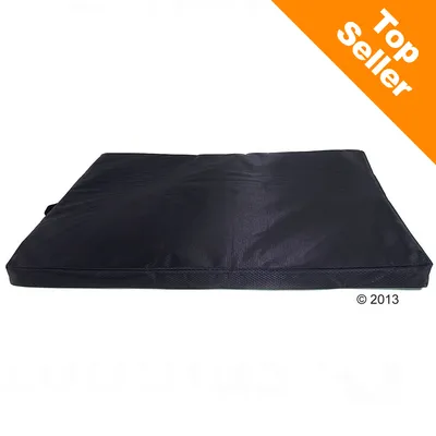 Coussin rectangulaire noir, surface lisse, poignée sur le côté. Inscription « Top Seller » en haut à droite sur fond orange.