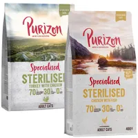 Míchané balení Purizon Adult granule 2 x 400 g - Sterilised Adult krůtí & kuřecí a Sterilised Adult kuřecí & ryba