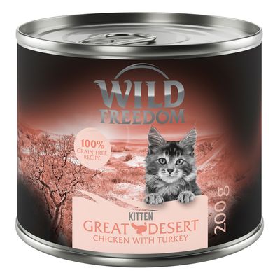 Wild Freedom Kitten lattine 6 x 200 g Umido per gatto Wild Desert - Tacchino e Pollo