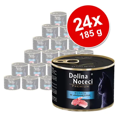 Dolina Noteci Premium krmivo pre mačky, bohaté na jahňacie mäso, 24 konzerv po 185 g.
