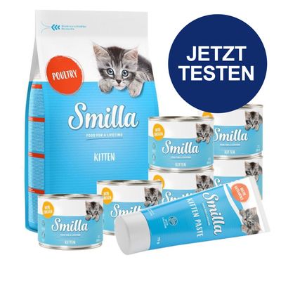 Smilla Kitten Starter-Paket 1 kg Trockenfutter + 6 x 200 g Nassfutter mit Huhn + 75 g Kittenpaste
