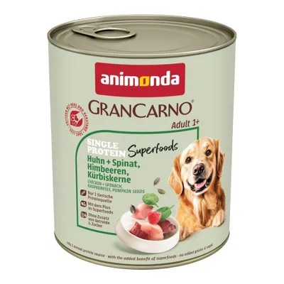 Animonda GranCarno Adult Superfoods 24 x 800 g - kuřecí + špenát, maliny, dýňová semínka