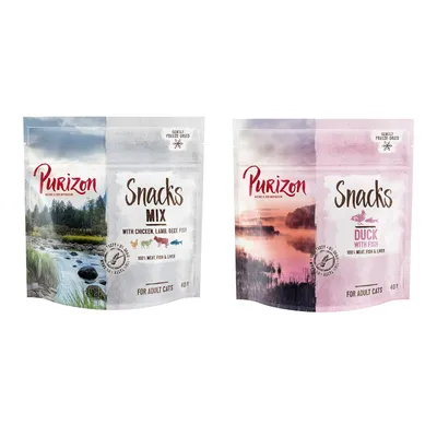 Purizon gabonamentes snacks próbacsomag 2 x 40 g - Kacsa hallal / mix 4 változattal Purizon gabonamentes snacks próbacsomag 2 x 40 g - Kacsa hallal / mix 4 változattal