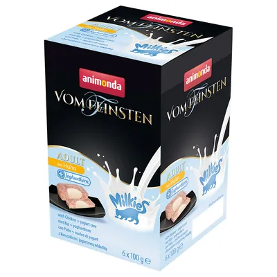 Animonda Vom Feinsten Adult s kuracím mäsom a jogurtovým jadrom, Milkies. Balenie s 6 x 100 g porciami.