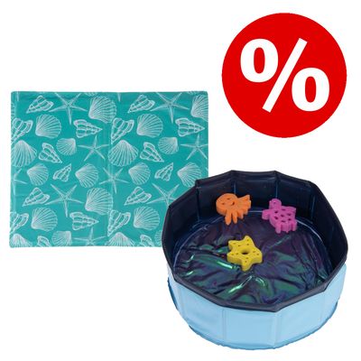 Lot : Tapis rafraîchissant Bondi + Jouet Kitty Lake pour chat Lot : Kitty Pool + tapis rafraîchissant L 50 x l 90 cm