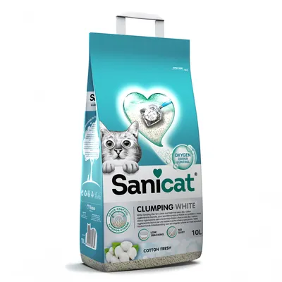 Sanicat Cotton Fresh Clumping White Cat Litter - 10l