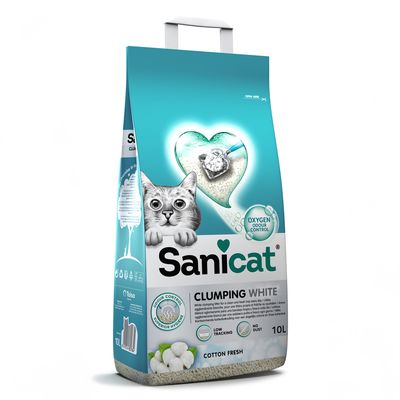 Litière agglomérante Sanicat fraîcheur coton pour chat 10 L