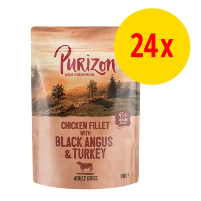 Purizon Chicken Fillet with Black Angus & Turkey, 45 % chicken fillet, Adult Dogs, 300 g, balení 24×