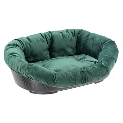 Ferplast Hondenmand Siesta Deluxe Zwart met Bekleding Sofa Fluweel Groen - L 64 x B 48 x H 25 cm - Ferplast Hondenmand Siesta Deluxe Zwart met Bekleding Sofa Fluweel Groen