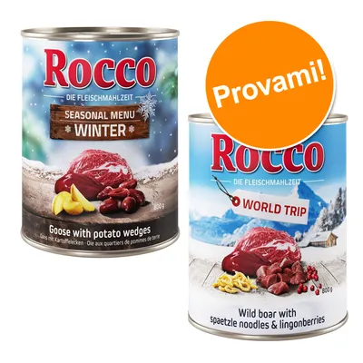Set prova! Rocco Menù & Giramondo 12 x 800 g Alimento umido per cani - 6 x 800 g Menù Inverno + 6 x 800 g Giramondo Austria Set prova! Rocco Menù & Giramondo 12 x 800 g Alimento umido per cani - 6 x 800 g Menù Inverno + 6 x 800 g Giramondo Austria