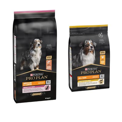 Purina Pro Plan Large Athletic Adult Sensitive Skin, 2+, with salmon, high protein, no colourants, 14 kg pack.