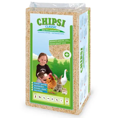 CHIPSI Classic lecho para mascotas de virutas de madera blanda, sin polvo, neutraliza olores, calidad probada. Apto para gallinas, conejos, hámsters y otros pequeños animales.