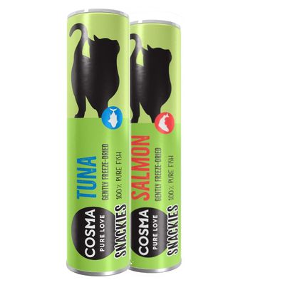 Míchané balení na zkoušku: Cosma Snackies 46 g, 2 druhy (tuňák, losos)