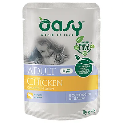 Fai scorta! Oasy Bocconcini Buste 24 x 85 g Alimento umido per gatti - Adult Pollo