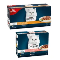 60 x 85g Gourmet Perle Wet Cat Food + Gourmet Perle Wet Cat Food Free! * - Chef's Collection in Gravy (60 x 85g) + Connoisseur's Collection in Gravy (12 x 85g)