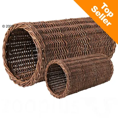 Deux tunnels en osier tressé de tailles différentes, étiquette orange avec texte anglais « Top Seller » dans le coin supérieur droit. Deux tunnels en osier tressé de tailles différentes, étiquette orange avec texte anglais « Top Seller » dans le coin supérieur droit.