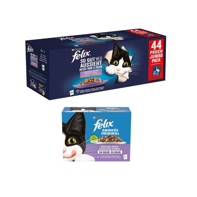 Felix kapsičky 44 ks + 12 x 85 g Felix kapsičky zdarma "So gut wie es aussieht" kapsičky kuřecí, hovězí, tuňák, losos 44 x 85 g + Jelly míchané balení 12 x 85 g