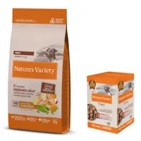 Croquettes Nature's Variety pour chien 7 à 12 kg + sachets 4 x 150 / 300 g offerts ! - No Grain Mini Adult poulet élevé en plein air (7 kg) + Pâté Mini (4 x 150 g)