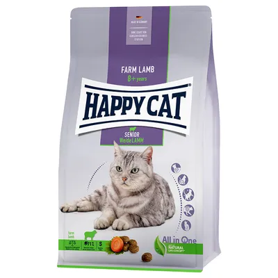 Happy Cat Senior Weide Lamm, Farm Lamb för katter från 8 år. Tillverkad i Tyskland, utan tillsatta konserveringsmedel. All in One Natural Life Concept.