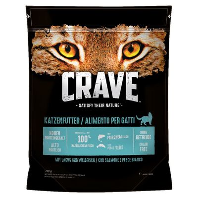 Lot Crave Adult 5 x 750 g pour chat Adult saumon, poisson blanc