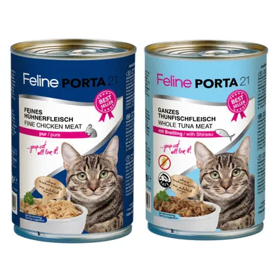 Lot de boîtes Feline Porta 21, 12 x 400 g pour chat - lot mixte poulet, thon