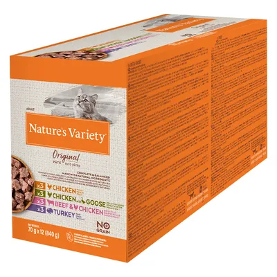 Megabalení Nature's Variety Original Paté No Grain 24 x 70 g - multibalení ( kuřecí, kuřecí a husí, hovězí a kuřecí, krocaní)