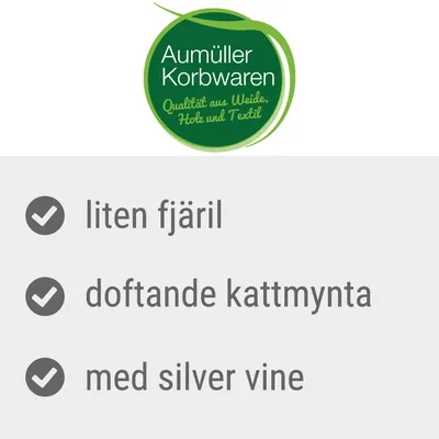 Aumüller Korbwaren. Qualität aus Weide, Holz und Textil. liten fjäril, doftande kattmynta, med silver vine.
