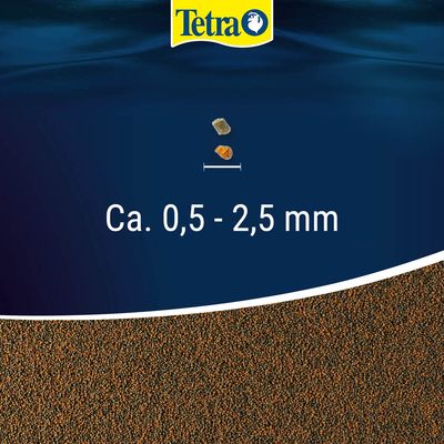 Tetra. Körnung des Futters ca. 0,5 - 2,5 mm.