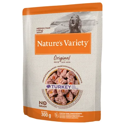 6+2 ingyen! 8 x 300 g / 8 x 150 g Nature's Variety Original Paté No Grain - Medium/Maxi Adult  pulyka (8 x 300 g)