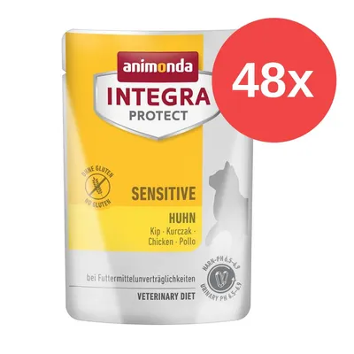 Animonda Integra Protect Sensitive poulet, sans gluten, 48 sachets, pour intolérances alimentaires, Veterinary Diet.